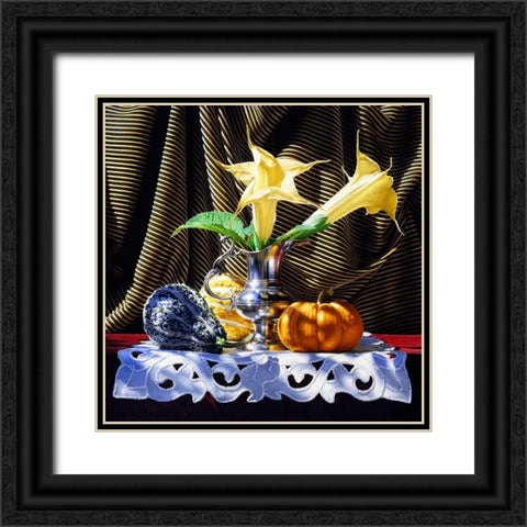 Trumpeter Black Ornate Wood Framed Art Print with Double Matting by Chartier, Francois