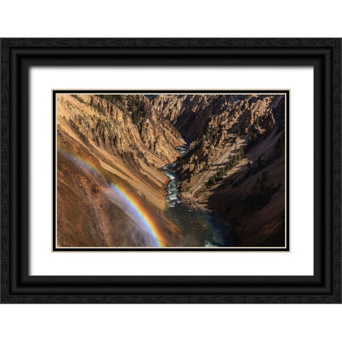 Brink of Lower Falls YNP Black Ornate Wood Framed Art Print with Double Matting by Galloimages Online