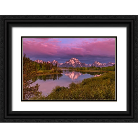 Magenta Sunrise  Oxbow Bend Black Ornate Wood Framed Art Print with Double Matting by Galloimages Online