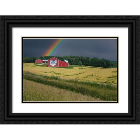 Ohio Farm Rainbow Black Ornate Wood Framed Art Print with Double Matting by Galloimages Online