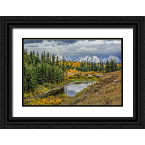 Gtnp Fall Color With Mountains Black Ornate Wood Framed Art Print with Double Matting by Galloimages Online