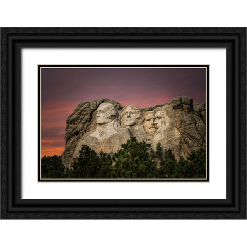Mount Rushmore Black Ornate Wood Framed Art Print with Double Matting by Galloimages Online