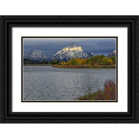 Oxbow Bend Band Of Light Black Ornate Wood Framed Art Print with Double Matting by Galloimages Online