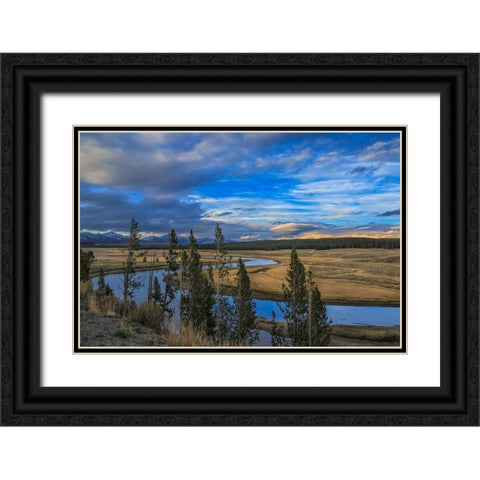 S Curve Hayden Valley Black Ornate Wood Framed Art Print with Double Matting by Galloimages Online