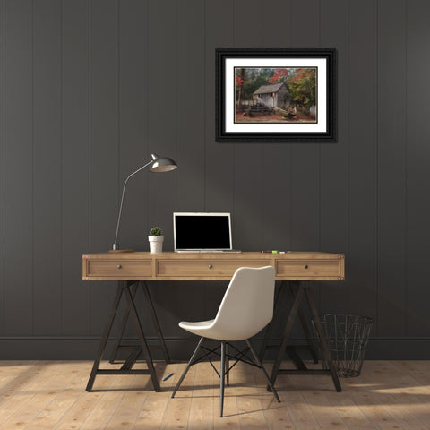 Cades Cove Grist Mill Black Ornate Wood Framed Art Print with Double Matting by Galloimages Online