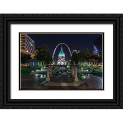 St. Louis At Night Black Ornate Wood Framed Art Print with Double Matting by Galloimages Online