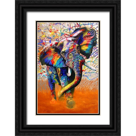 African Colours Black Ornate Wood Framed Art Print with Double Matting by Stevenson, Graeme