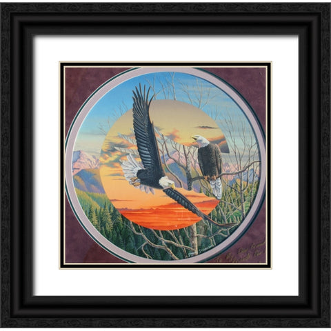 Eagles Black Ornate Wood Framed Art Print with Double Matting by Stevenson, Graeme