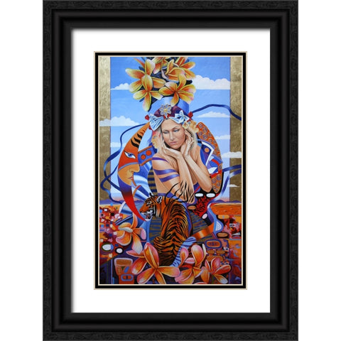 Electric Madonna Black Ornate Wood Framed Art Print with Double Matting by Stevenson, Graeme