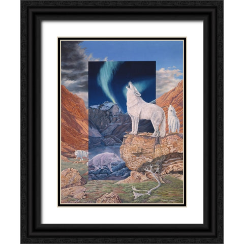 Foot Steps in the Night Black Ornate Wood Framed Art Print with Double Matting by Stevenson, Graeme