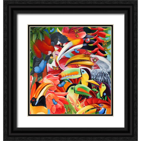 Jungle Colours Black Ornate Wood Framed Art Print with Double Matting by Stevenson, Graeme