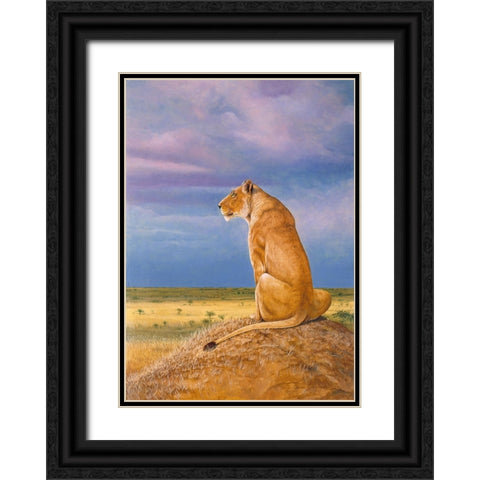 Masai Watch Black Ornate Wood Framed Art Print with Double Matting by Stevenson, Graeme