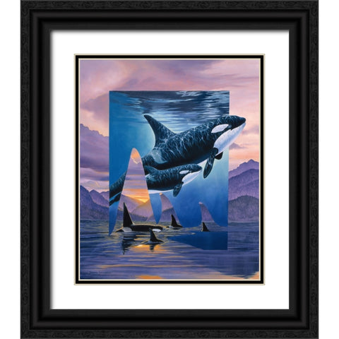 Orca Song Black Ornate Wood Framed Art Print with Double Matting by Stevenson, Graeme