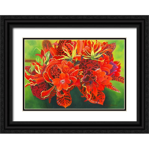 Red Vase Black Ornate Wood Framed Art Print with Double Matting by Stevenson, Graeme