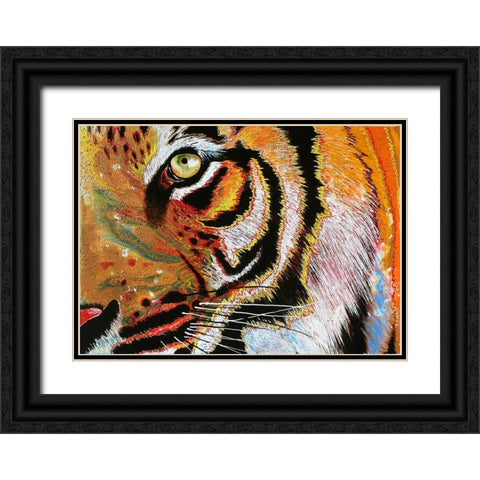 Tiger Burning Bright Black Ornate Wood Framed Art Print with Double Matting by Stevenson, Graeme