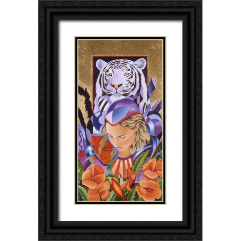 Tiger Think Black Ornate Wood Framed Art Print with Double Matting by Stevenson, Graeme