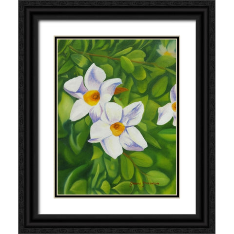 White Flower Black Ornate Wood Framed Art Print with Double Matting by Stevenson, Graeme