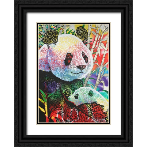 Rainbow Panda Black Ornate Wood Framed Art Print with Double Matting by Stevenson, Graeme
