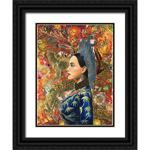 Dragon Lady Black Ornate Wood Framed Art Print with Double Matting by Stevenson, Graeme