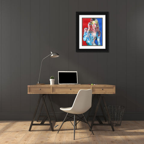 Stripes Black Ornate Wood Framed Art Print with Double Matting by Stevenson, Graeme