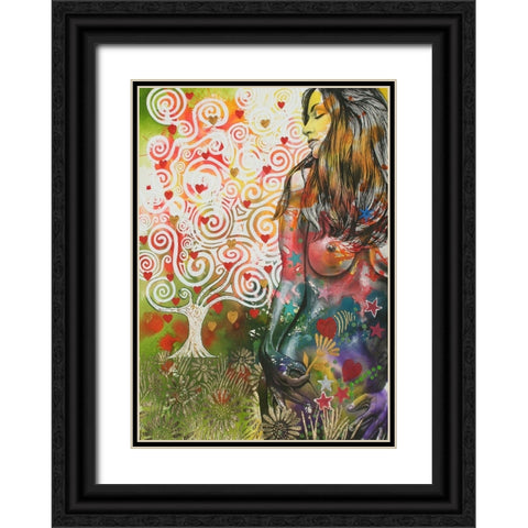 Tree Of Love Black Ornate Wood Framed Art Print with Double Matting by Stevenson, Graeme