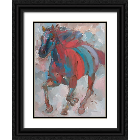 Spirit Runner Black Ornate Wood Framed Art Print with Double Matting by Khorasani, Hooshang