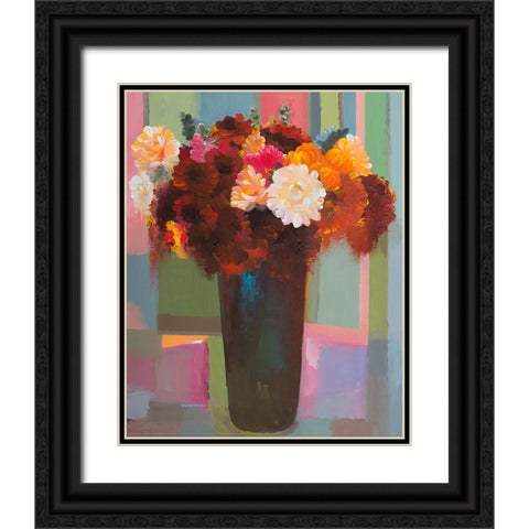 Bouquet of Many Colors Black Ornate Wood Framed Art Print with Double Matting by Khorasani, Hooshang