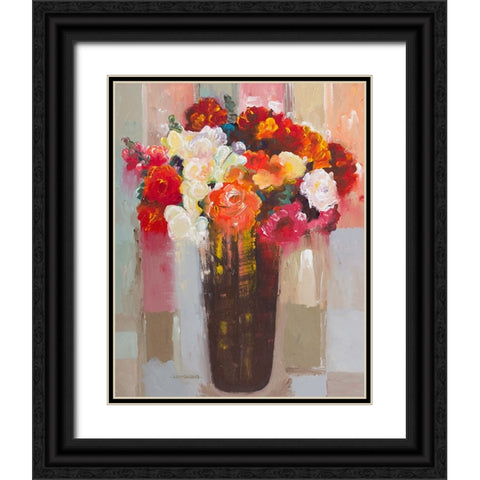 Rose Romance Black Ornate Wood Framed Art Print with Double Matting by Khorasani, Hooshang