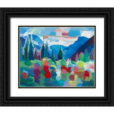 Petals and Peaks Black Ornate Wood Framed Art Print with Double Matting by Khorasani, Hooshang