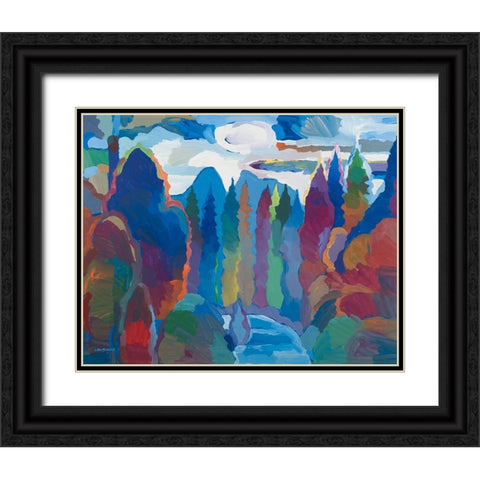 Stream into Consciousness Black Ornate Wood Framed Art Print with Double Matting by Khorasani, Hooshang