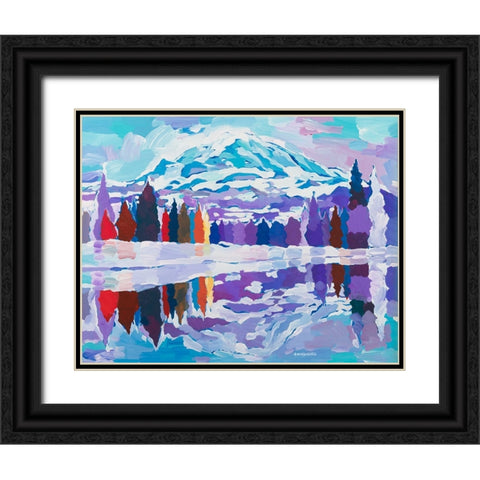 Natures Reflection Black Ornate Wood Framed Art Print with Double Matting by Khorasani, Hooshang