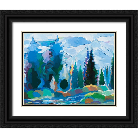 Blue Daydream Black Ornate Wood Framed Art Print with Double Matting by Khorasani, Hooshang