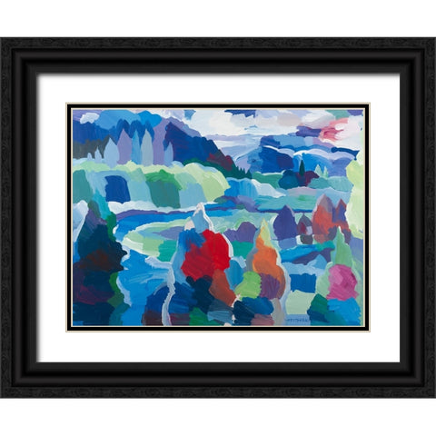 Color round the Bend Black Ornate Wood Framed Art Print with Double Matting by Khorasani, Hooshang