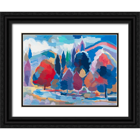 Stream Side Gathering #2 Black Ornate Wood Framed Art Print with Double Matting by Khorasani, Hooshang