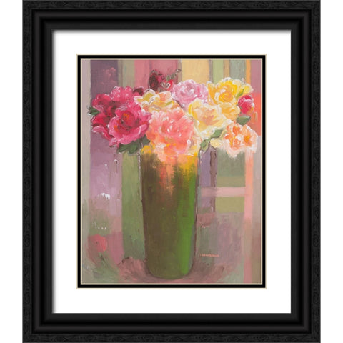 Romantic Roses Black Ornate Wood Framed Art Print with Double Matting by Khorasani, Hooshang