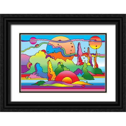 Pop-Art-Landscape-116 Black Ornate Wood Framed Art Print with Double Matting by Green, Howie