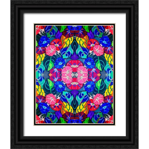Pop Art Flowers Kaleidoscope Black Ornate Wood Framed Art Print with Double Matting by Green, Howie