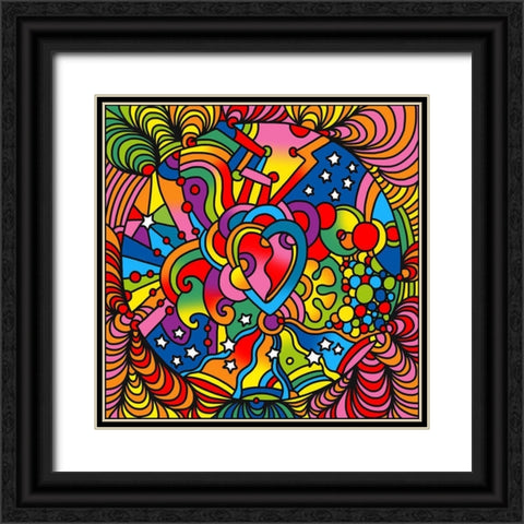 Pop Art Heart Swirls Black Ornate Wood Framed Art Print with Double Matting by Green, Howie