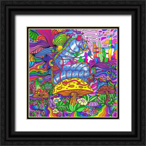 Pop Art Caterpillar Black Ornate Wood Framed Art Print with Double Matting by Green, Howie