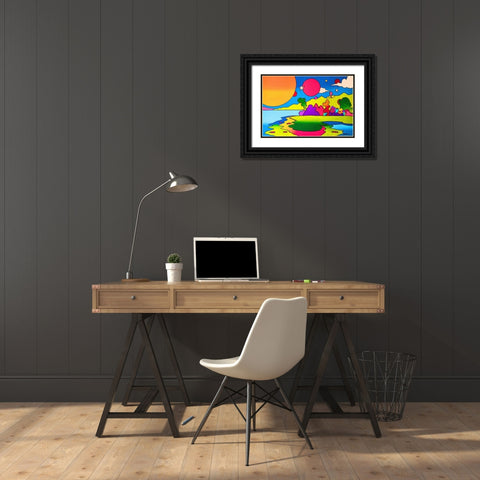 Pop Art Landscape 1216 Black Ornate Wood Framed Art Print with Double Matting by Green, Howie