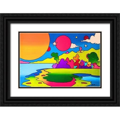 Pop Art Landscape 1216 Black Ornate Wood Framed Art Print with Double Matting by Green, Howie