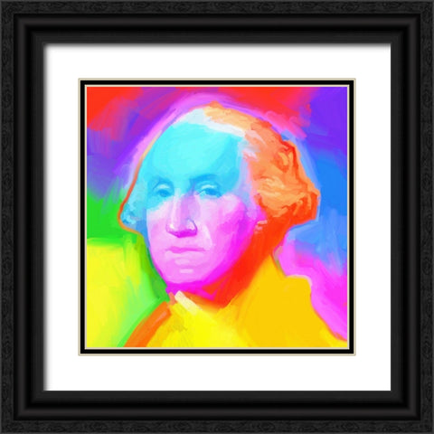 Washington Pop Art Black Ornate Wood Framed Art Print with Double Matting by Green, Howie