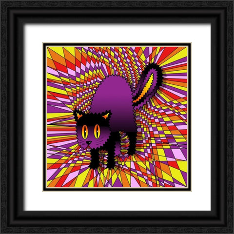 Spooky Cat Black Ornate Wood Framed Art Print with Double Matting by Green, Howie