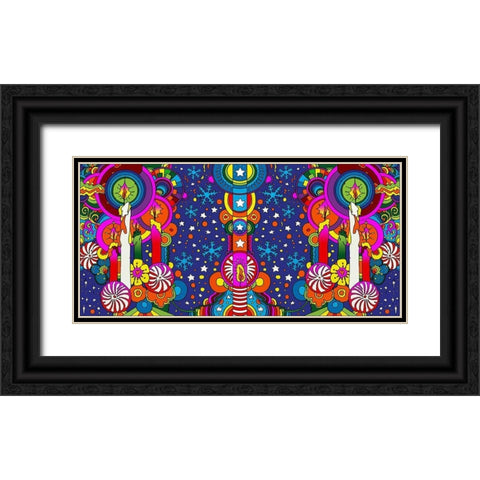 Holiday Candles Panorama Black Ornate Wood Framed Art Print with Double Matting by Green, Howie