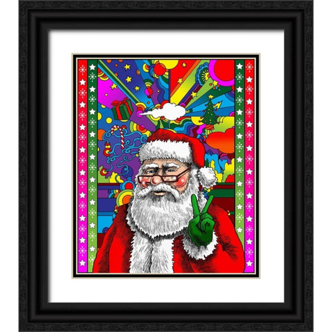 Santa Peace Black Ornate Wood Framed Art Print with Double Matting by Green, Howie