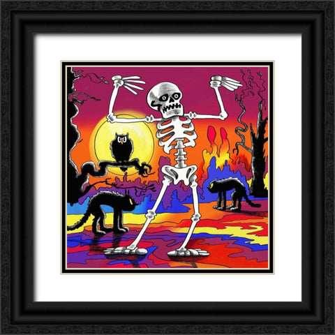 Skeleton Dance Black Ornate Wood Framed Art Print with Double Matting by Green, Howie