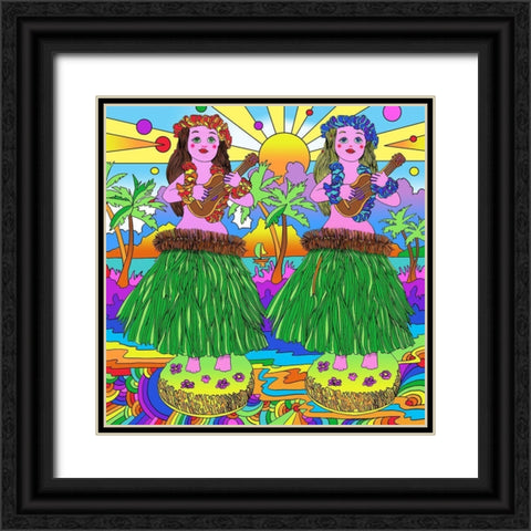 Hula Girl Toys  Black Ornate Wood Framed Art Print with Double Matting by Green, Howie