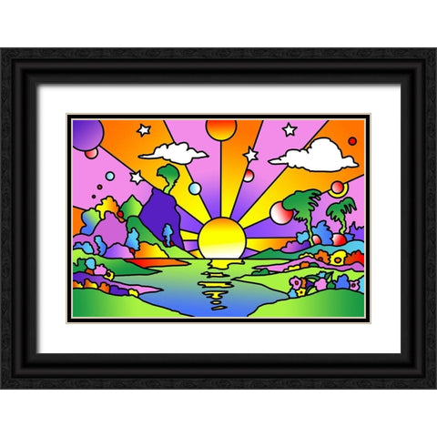 Pop Art Sunrise 1218 Black Ornate Wood Framed Art Print with Double Matting by Green, Howie