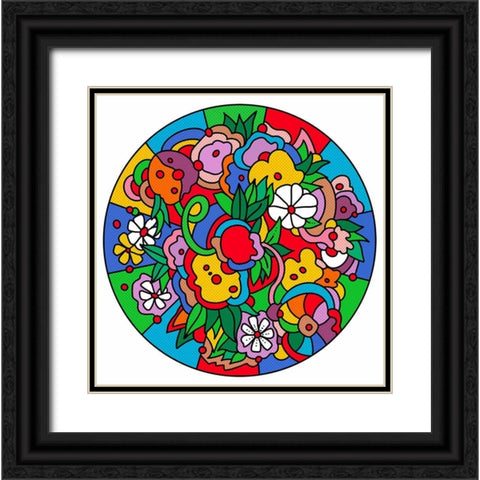 Circle Flowers 6203 Black Ornate Wood Framed Art Print with Double Matting by Green, Howie