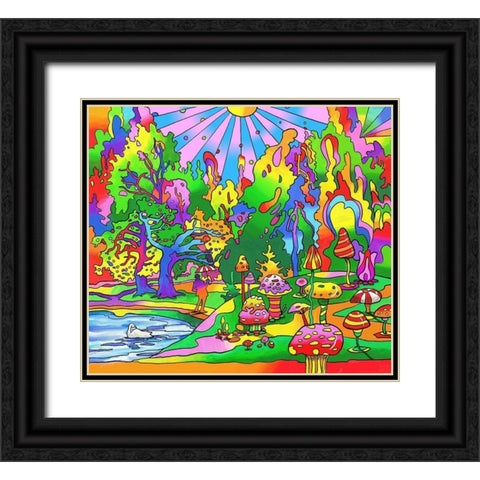 Swan Park Black Ornate Wood Framed Art Print with Double Matting by Green, Howie